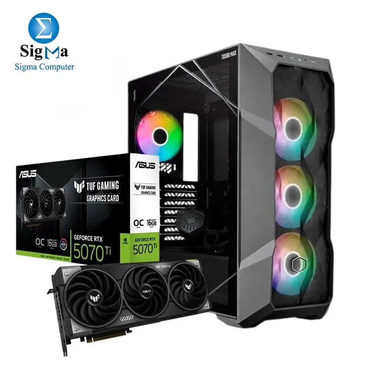 ASUS TUF GAMING RTX5070TI 16GB GDDR7 OC Edition (Triple Fan) + COOLER MASTER TD500 MAX (850w GX Gold+360M Atmos)