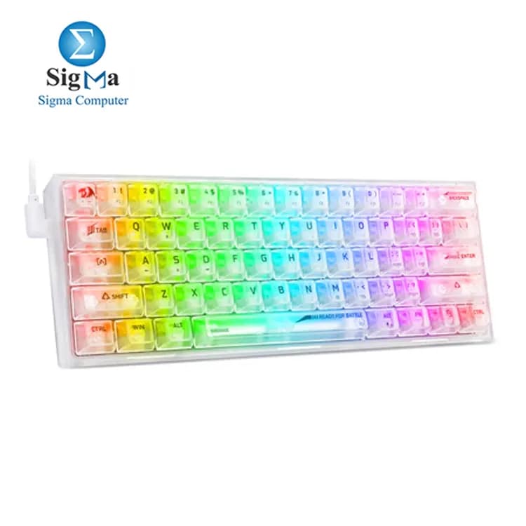 ريدراجون FIZZ K617CTB كيبورد ميكانيكي شفاف RGB 60% قابل للتعديل - أبيض