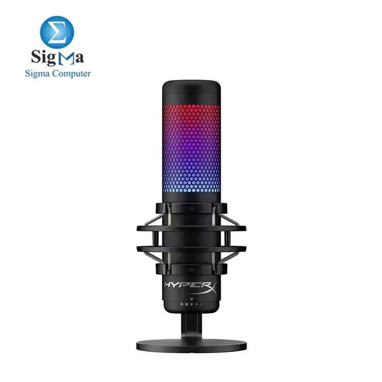 مايكروفون كوندنسر HyperX QuadCast S RGB يو اس بي للكمبيوتر، PS4، PS5 وماك مع مانع اهتزاز