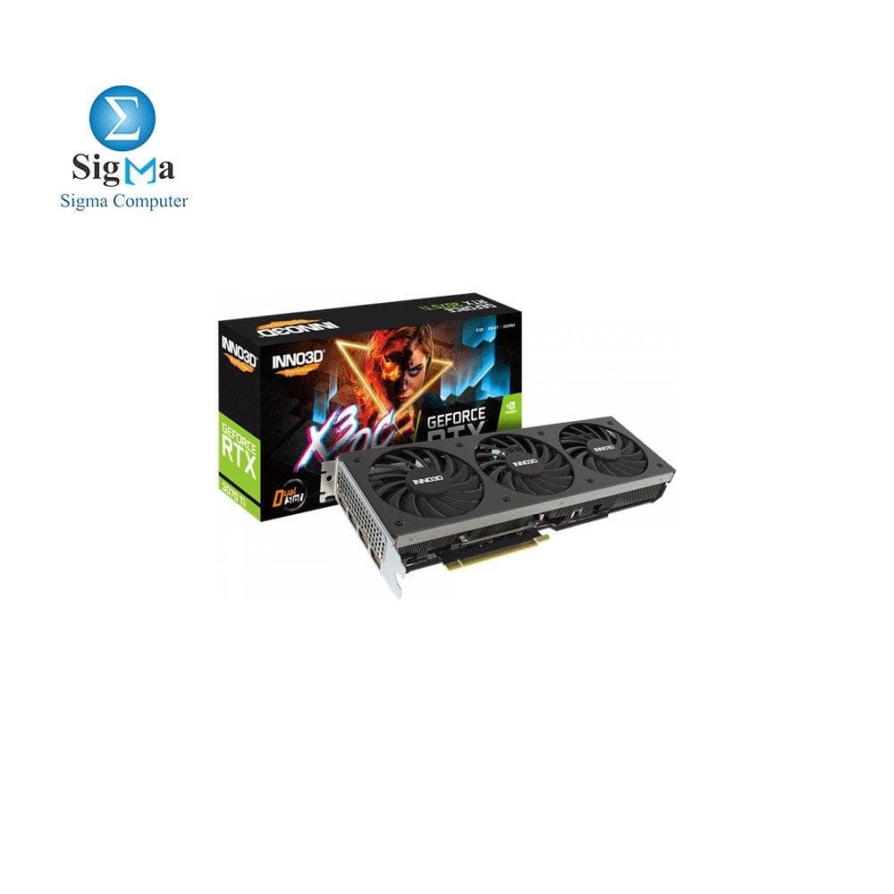 كرت شاشة INNO3D RTX 3070Ti X3 (1770Mhz/19Gbps) 8GB GDDR6X/256-bit/DP+DP+DP+HDMI