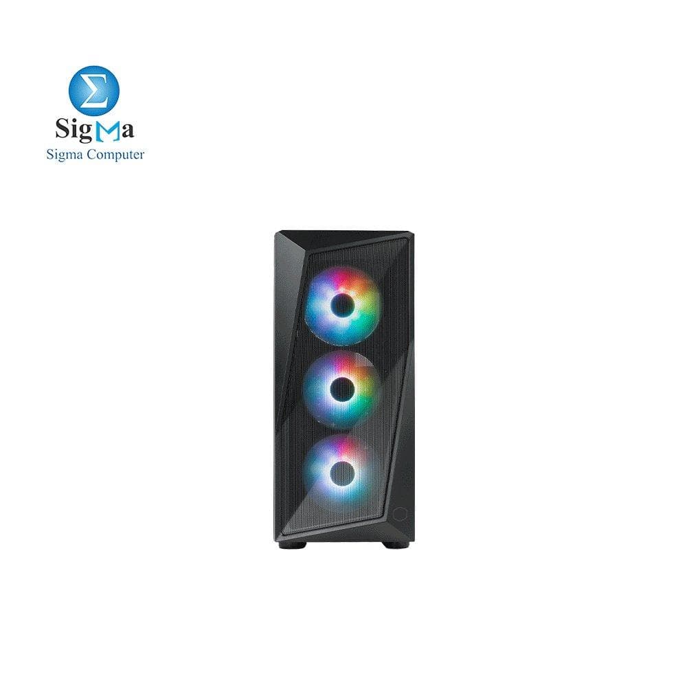كيسة كولر ماستر CMP 520 - كيسة Mid-Tower ATX مع واجهة Mesh Geode، 3 مراوح 120mm ARGB، جانب زجاج مقوى، دعم تبريد ومكونات متعدد، غطاء مزود طاقة جيد التهوية