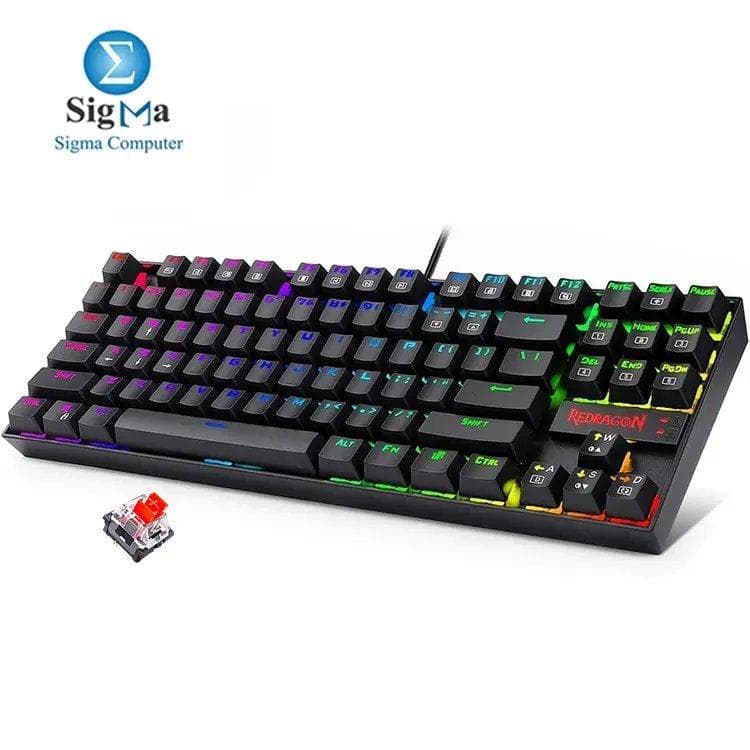 كيبورد ريدراجون Kumara K552 ميكانيكي جيمنج RGB - سويتش أحمر، تخطيط إنجليزي