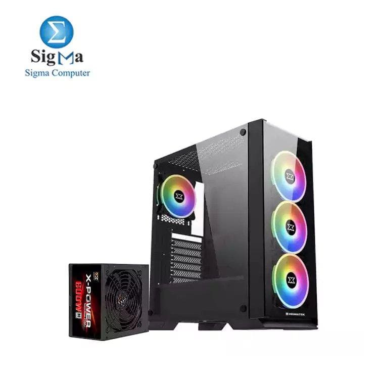 كيسة جيمنج XIGMATEK Sirocon III ميد تاور + باور سبلاي X-POWER 600W 80 PLUS