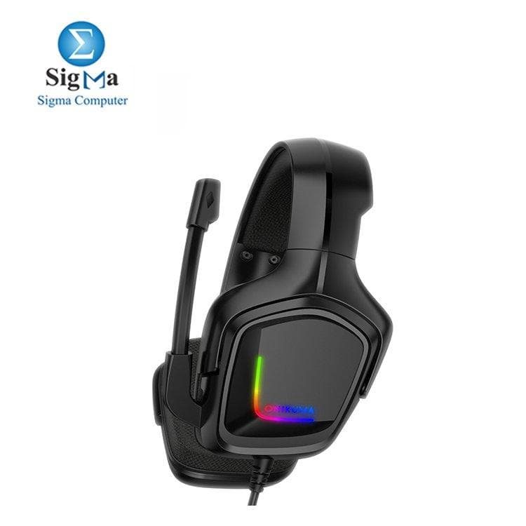 سماعة جيمنج ONIKUMA K20 RGB بإضاءة - صوت ستيريو HD ومدخل 3.5mm مع ميكروفون لـ PS4 و Xbox One و Switch - لون أسود