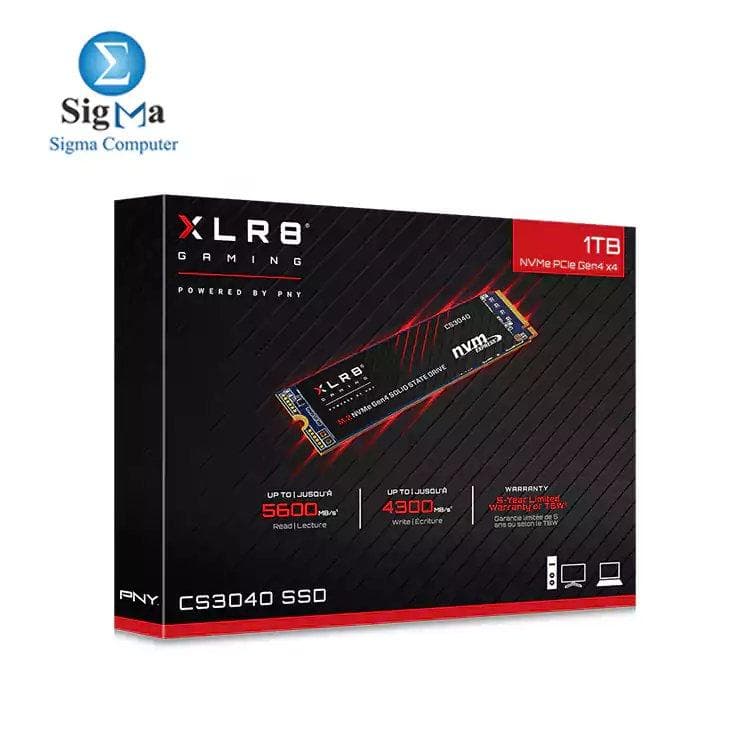 بي ان واي هارد داخلي XLR8 CS3040 1TB M.2 NVMe Gen4 x4 (SSD) 3D Flash Memory