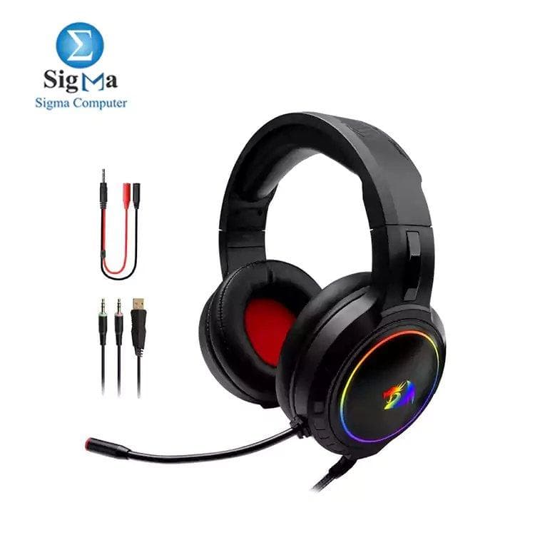 Redragon H270 Mento RGB Wired Gaming Headphones Compatible with PC, Laptop, PS4, PS5, Nintendo Switch, Xbox One-Headset with Microphone-3.5MM Surround Sound