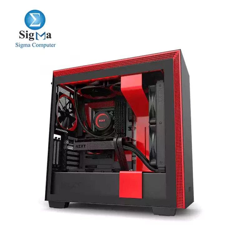 NZXT H710i FULL SMART CONTROL CA-H710i-BR ATX Mid Tower 3FANS 120mm- 1FAN 140mm Gaming Case-BLACK/RED