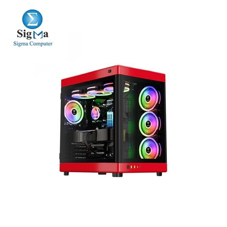 كيسة جيمنج GAMDIAS NESO P1 Dual-Chamber لون أحمر بدون مراوح