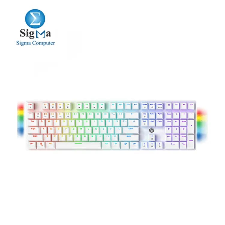 كيبورد جيمنج ميكانيكال FANTECH MK855 MaxFit 108 RGB كامل، أبيض، سويتش أزرق