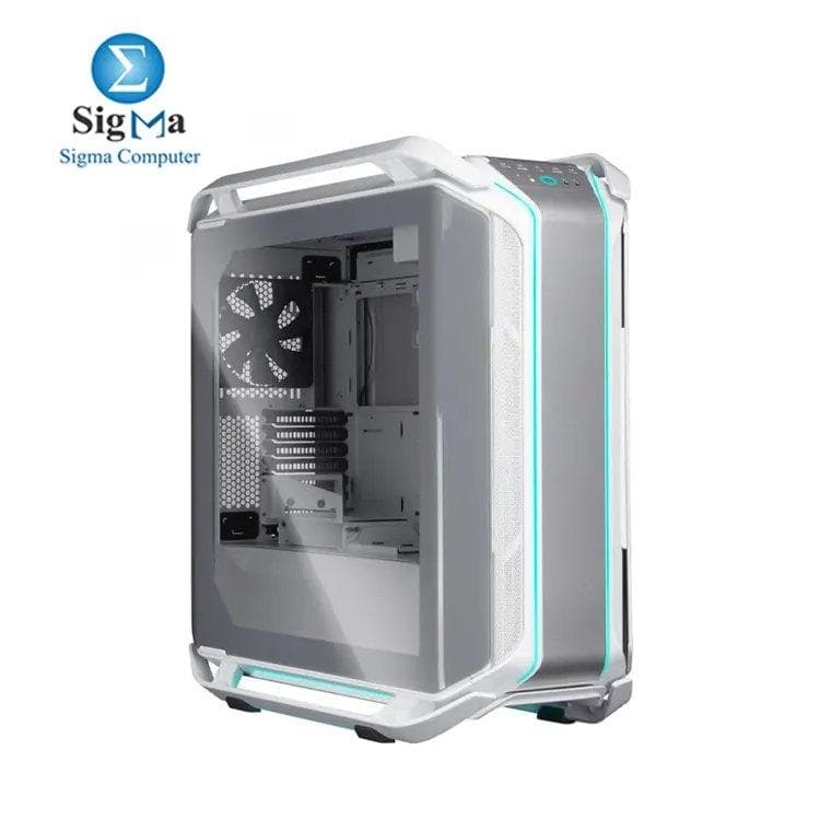 Cooler Master Cosmos C700M White Edition: Full tower case with E-ATX support, tempered glass, USB-C, 4x USB 3.0, vertical GPU mount with PCIe 4.0 riser, ARGB lighting, and 420mm radiator support