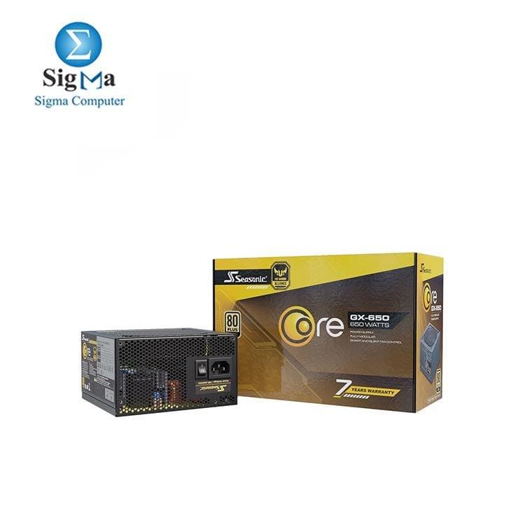 مزود طاقة سيسونيك CORE GX-650 بقدرة 650W 80+ Gold موديلار بالكامل، تحكم في المروحة بوضع صامت وتبريد، مثالي للجيمنج موديل SSR-650FX