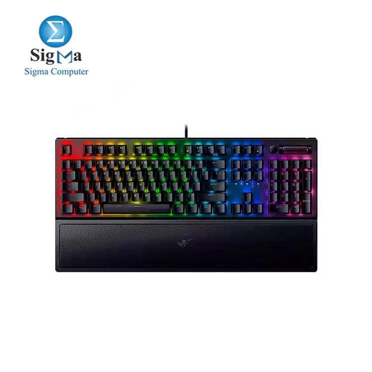 كيبورد جيمنج ميكانيكي Razer BlackWidow V3 بإضاءة RGB - سويتش أخضر - تخطيط US - أسود