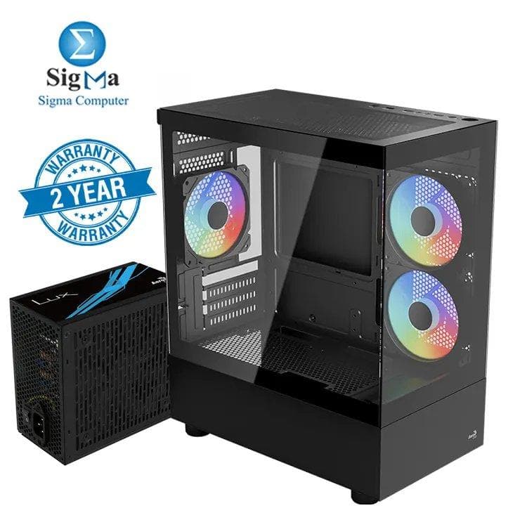 Aerocool Viewport-Mini ARGB mini tower PC CASE + LUX 650W POWER SUPPLY 80+PLUS BRONZE ACCX-ES09000.11