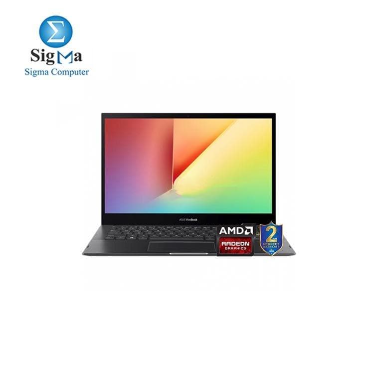 لابتوب اسوس VivoBook Flip TM420IA-EC056T معالج AMD R3-4300U، رام 4GB، هارد 256GB SSD، كرت شاشة AMD Radeon، شاشة 14 بوصة FHD تاتش، ويندوز 10، لون أسود
