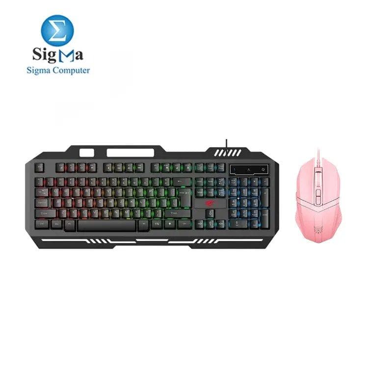 ماوس جيمنج اونيكوما CW921 يو اس بي وكيبورد جيمنج هافيت KB855L سلكي متعدد الوظائف RGB LED - عربي