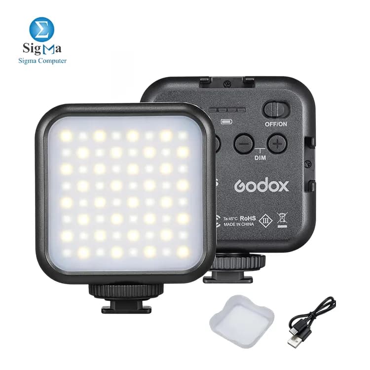إضاءة فيديو LED GODOX LITEMONS LED 6 ثنائية اللون، إضاءة كاميرا صغيرة قابلة لإعادة الشحن، لوحة إضاءة LED ساطعة 3200K-6500K قابلة للتعتيم مع 3 مداخل Cold Shoe