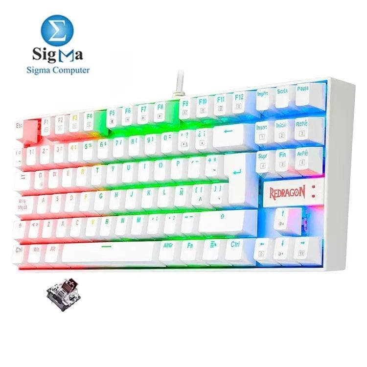كيبورد جيمنج ميكانيكي ريدراجون K552 KUMARA بإضاءة RGB - سويتش بني - أبيض