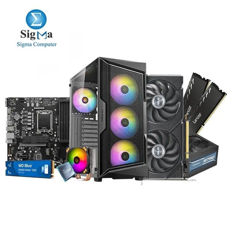 تجميعة I5 13400F / 4060 8GB - لوحة أم ام اس اي PRO B760M-P DDR4 - معالج انتل Core i5-13400F Tray - رامات Lexar THOR 2x8GB 3200Mhz - كرت شاشة اسوس RTX 4060 8GB - هارد ويسترن ديجيتال SN580 1TB - كيسة Antec AX61 Elite وباور سبلاي Atom B750 - مبرد هوائي Silverstone SST- AR12