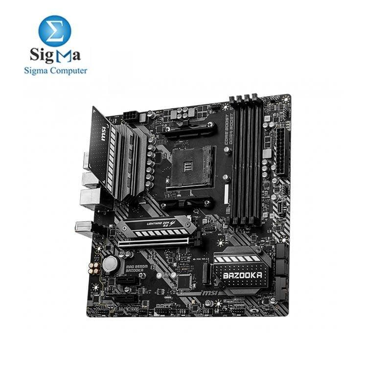 MSI MAG B550M Bazooka Gaming Motherboard (AMD AM4, DDR4, PCIe 4.0, SATA 6Gb/s, M.2, USB 3.2 Gen 1, HDMI/DP, Micro-ATX)