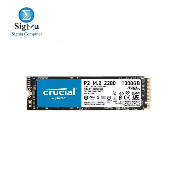 هارد SSD كروشال P2 سعة 1TB بتقنية 3D NAND وواجهة NVMe PCIe M.2