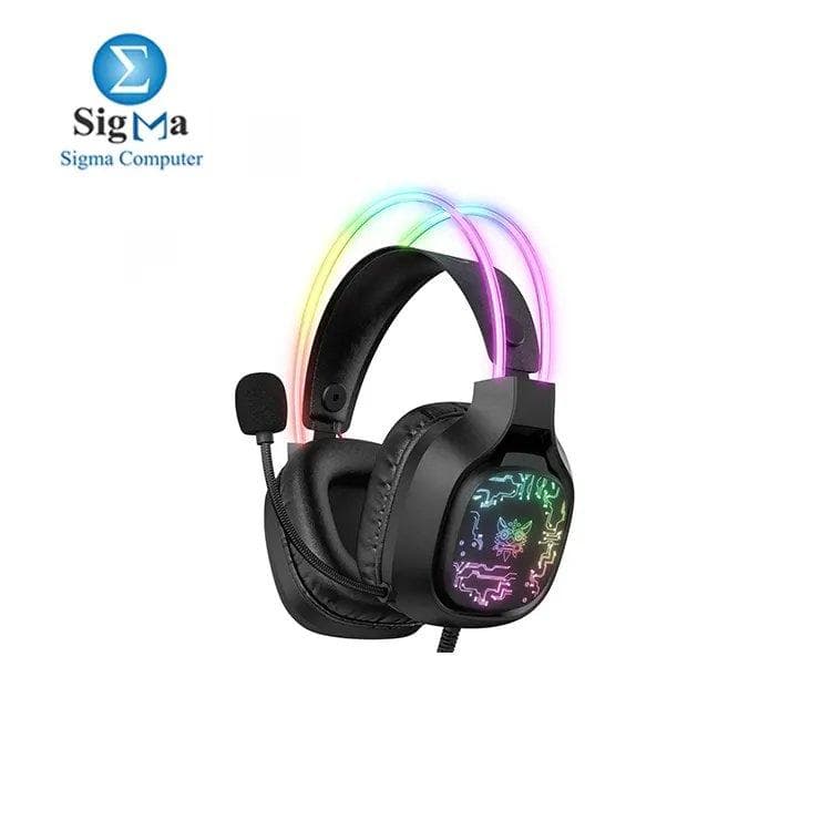 ONIKUMA X22 USB + 3.5mm Cool RGB Dynamic Light Wired Gaming Headset with Mic, Cable 1.8m