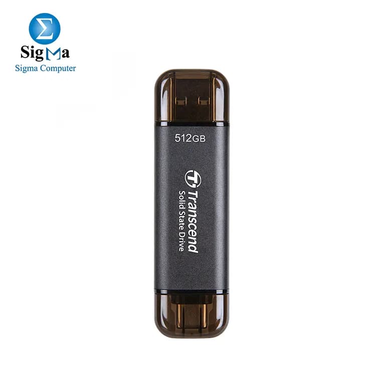 TRANSCEND ESD310 512GB External SSD, Up to 1,050MB/s, Dual USB Flash Drive 2-in-1 Type C &Type A Memory Stick-Silver
