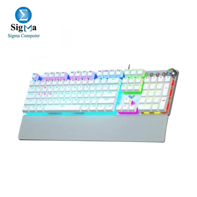كيبورد جيمنج ميكانيكي AULA F2058 بسويتشات متعددة، إضاءة خلفية Rainbow، سويتش أزرق