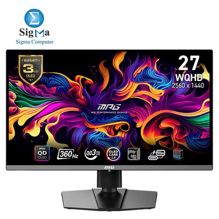 شاشة جيمنج ام اس اي MPG 271QRX QD-OLED مقاس 26.5 بوصة WQHD تردد 360Hz