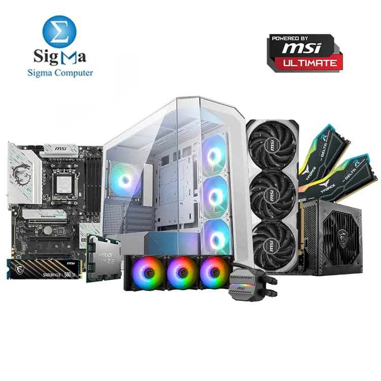 Powered By Msi Ultimate - MSI B850 GAMING PLUS WIFI - AMD RYZEN 9-7900X TREY - TEAMGROUP 2x16GB 6000MHz - MSI RTX 4060 Ti 8GB - MSI M450 500GB - MSI MAG CORELIQUID M360 - MSI MAG 750W 80 Bronze - MSI MAG PANO M100L White