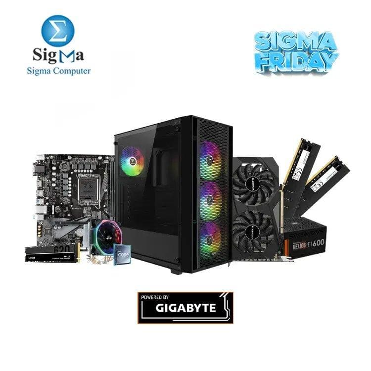 Sigma Friday Bundl-19- Gigabyte H610M-H DDR4- Intel Core i3-12100F- Lexar 2*8GB 3200Hz- Gigabyte RTX3050 6GB- LEXAR NM620-256G- GAMDIAS AURA GC2 Elite And HELIOS E1-600W psu- Phantom HF-400 RGB CPU COOLER