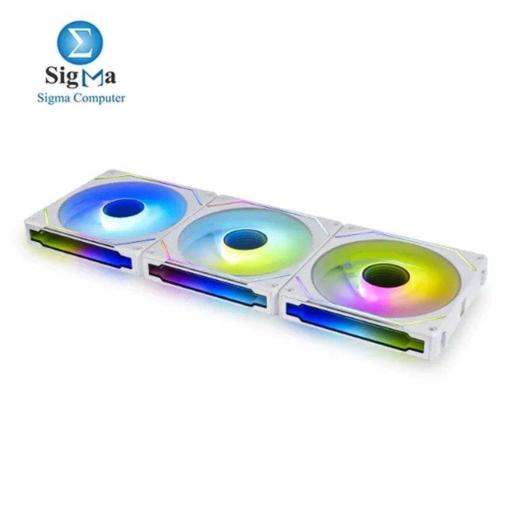 مروحة ليان لي UNI FAN SL-INF 120MM، RGB، تدفق هواء عالي 61.3 CFM، حتى 2100 RPM، هادئة 29 dB(A)، توصيل متسلسل مع وحدة تحكم، 40 LED
