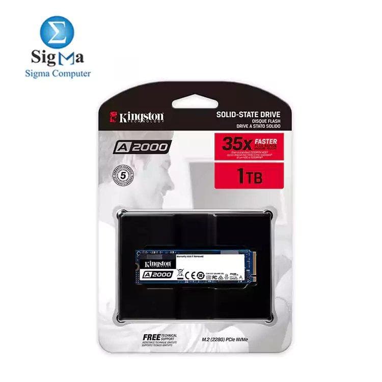 كينجستون 1TB A2000 M.2 2280 Nvme هارد SSD داخلي PCIe حتى 2000MB/S مع حماية كاملة SA2000M8/1000G