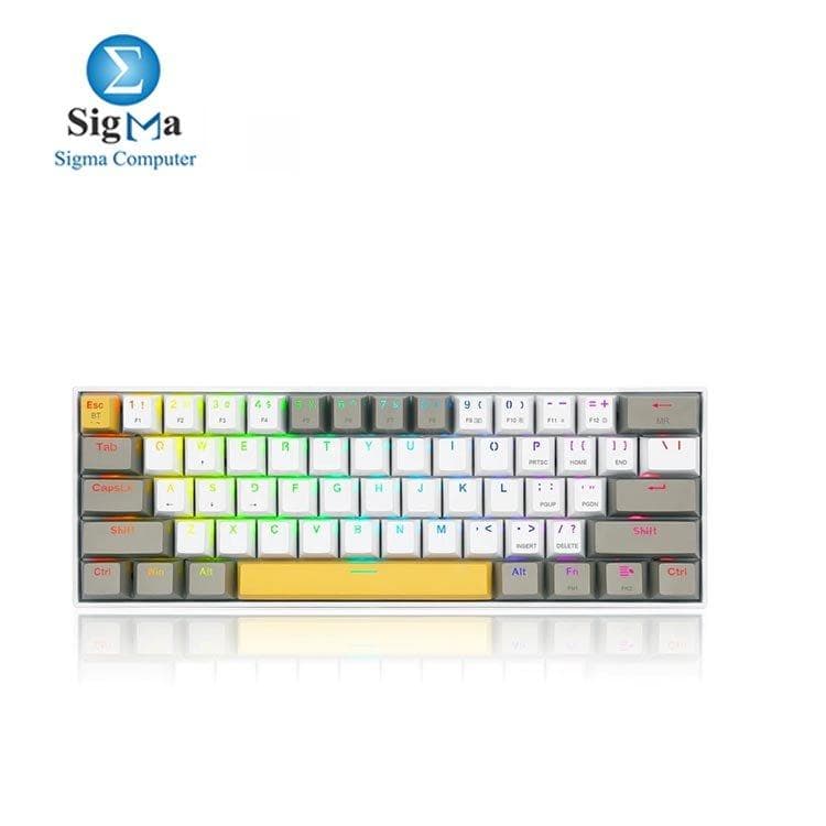 REDRAGON K530 Draconic Pro RGB 60% Gaming Wireless Mechanical Keyboard – Brown Switches (YELLOW, WHITE & GREY)