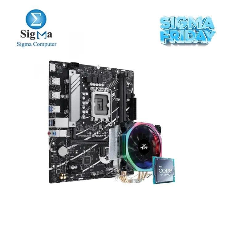 Bundle ASUS PRIME B760M-R D4 with Intel-Core i5-12400F 6 Core 12 Threads TRAY and Phantom HF-400 RGB CPU COOLER