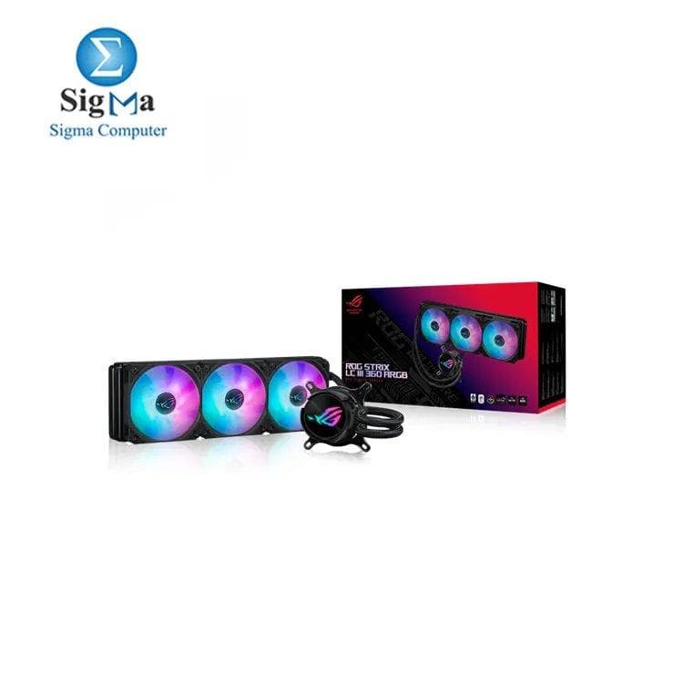 ROG Strix LC III 360 ARGB All-in-one CPU Liquid Cooler with 360° rotatable Water Block, Asetek’s New Gen7 v2 Pump, Premium ROG ARGB Fans, and 10+ Custom Aura Lighting Effects