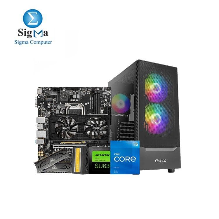 معالج Core i5-11400F لوحة أم ام اس اي B560M PRO رام Patriot (2x8GB) 3200MHz كرت شاشة GeForce RTX 3060 Dual 12G هارد ADATA SU630 240GB كيسة ANTEC NX410 3 FAN مزود طاقة ANTEC ATOM B650
