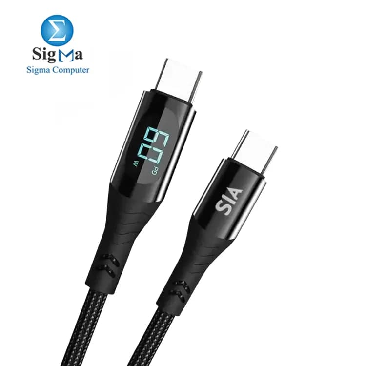 SIA Powerlink LED Nylon Braided Cable C-C 60W 100CM Black