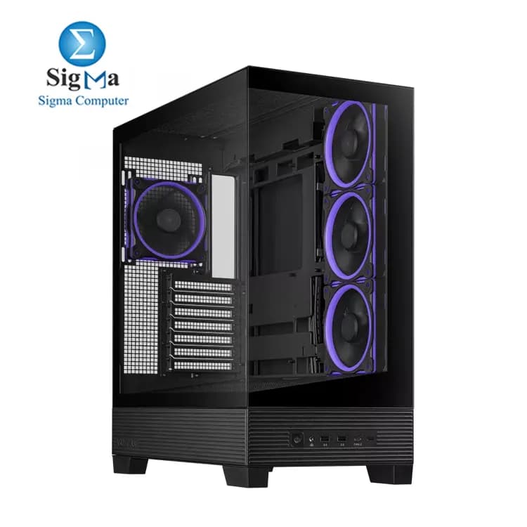 ASUS A31 PLUS Case – Mid-Tower, supports ATX/BTF motherboards, 360mm radiator, 380mm GPU, 165mm CPU cooler, 4x pre-installed ARGB fans, tempered glass front/side, USB-C, excellent cable management