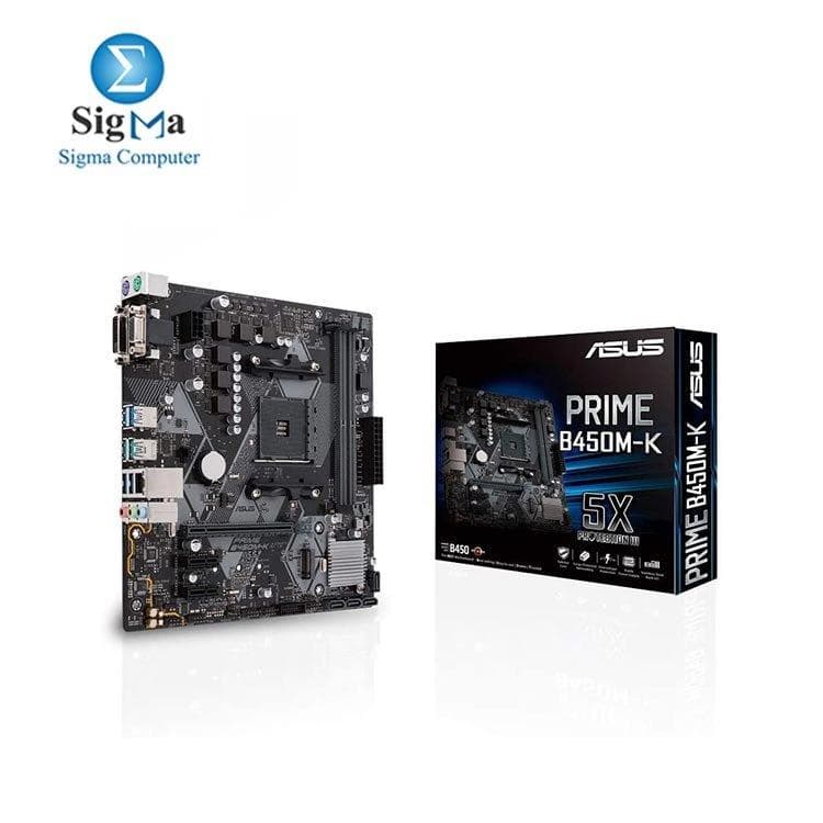 لوحة أم اسوس Prime B450M-K AMD AM4 mATX مع إضاءة LED