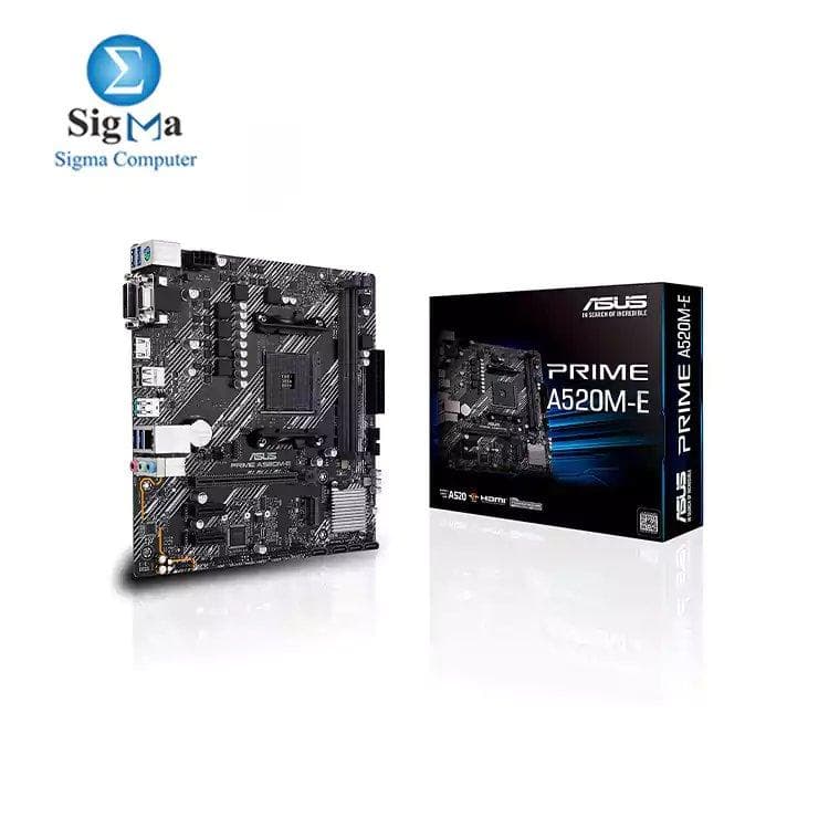 لوحة أم اسوس Prime A520M-E - AMD A520 (Ryzen AM4) micro ATX مع دعم M.2, 1 Gb Ethernet, HDMI/DVI/D-Sub, SATA 6 Gbps, USB 3.2 Gen 2 Type-A