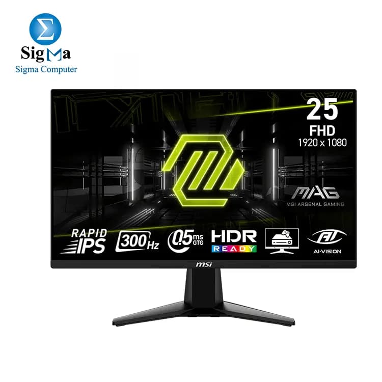 شاشة ام اس اي MAG 255XF مقاس 25 بوصة، FHD، تردد 300Hz، تقنية AMD FreeSync Premium، استجابة 0.5ms