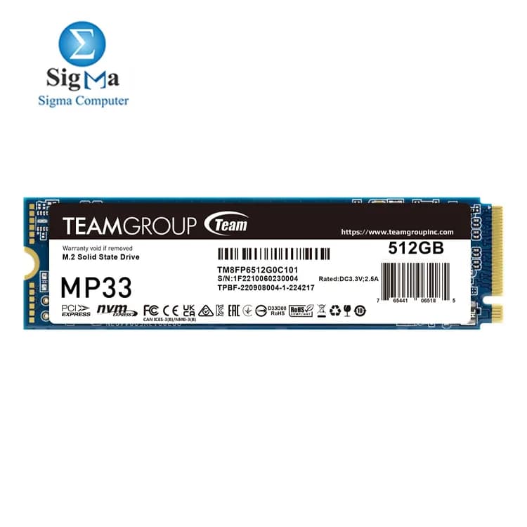 TEAMGROUP MP33 512GB SLC Cache 3D NAND TLC M.2 2280 PCIe Gen3 x4 SSD NVMe 1.3 3D NAND 1 700 1 400 MB s R W 350TBW