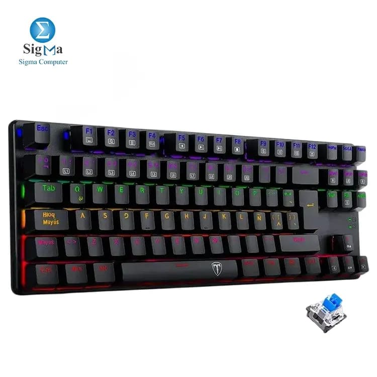 كيبورد جيمنج ميكانيكي T-DAGGER Bora T-TGK313 - سويتش أزرق وإضاءة رينبو LED
