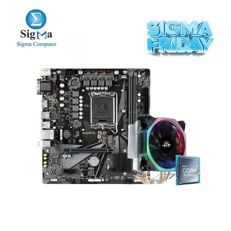 لوحة أم جيجابايت H610M H DDR4 مع معالج انتل Core i5-12400F TRAY ومبرد Phantom HF-400 RGB