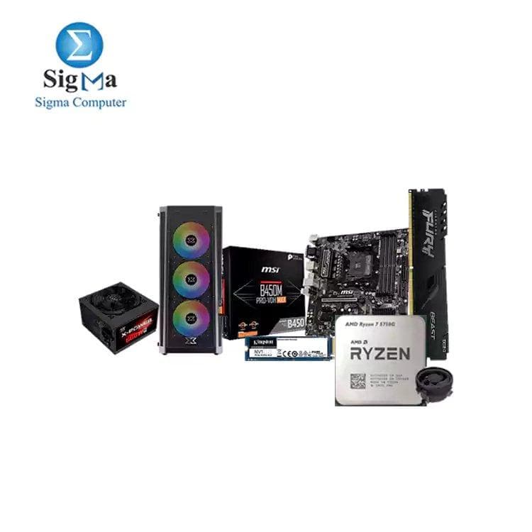 BUNDLE XIGMATEK Master X CASE POWER SUPPLY 600W Ryzen 7 5750G MSI B450M Kingston Fury 8GB Kingston NV1 500G