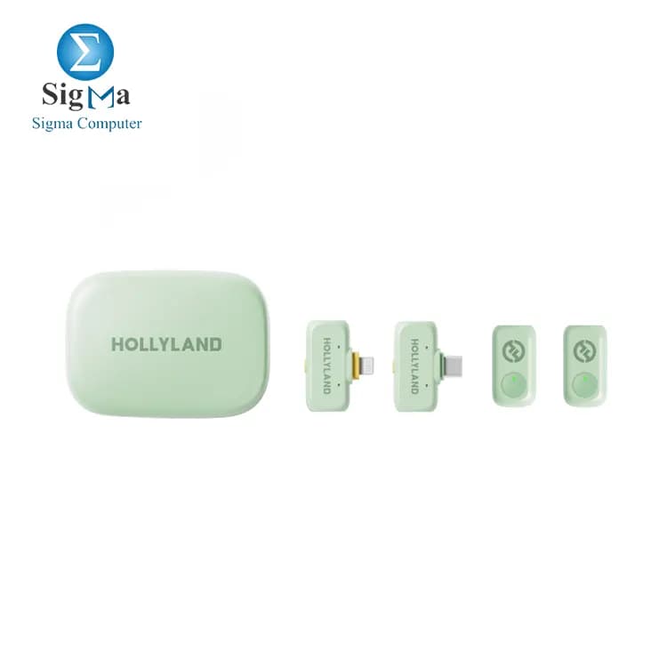 ميكروفون لافالير لاسلكي Hollyland LARK A1 بتردد 2.4GHz ومدى 200 متر - أخضر نعناعي