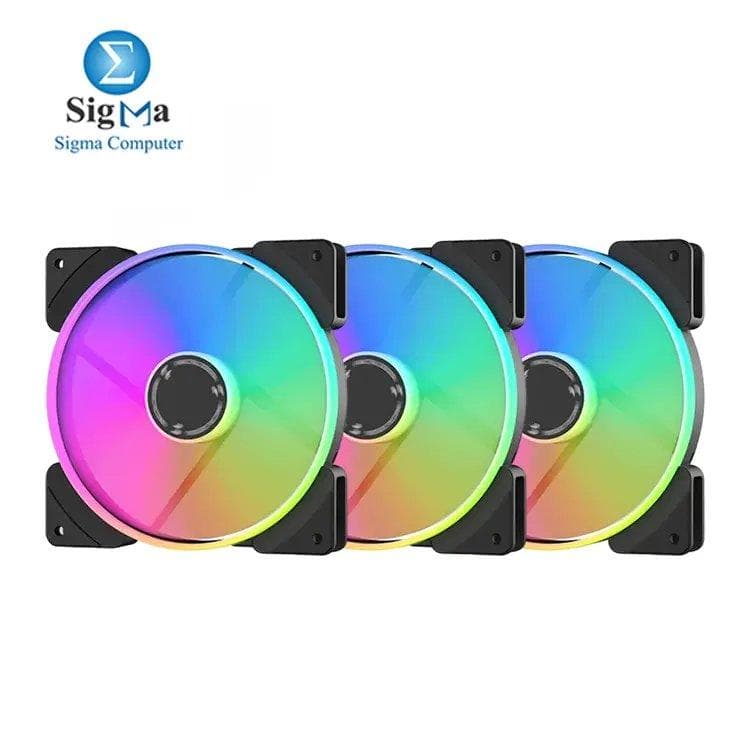 Fractal Design Prisma AL-14 – 140mm Silent Computer Fan - Six addressable RGB LEDs - ARGB - Optimized for Silent Computing and High Airflow - LLS Bearings - TripWire Technology - RGB (3-Pack)