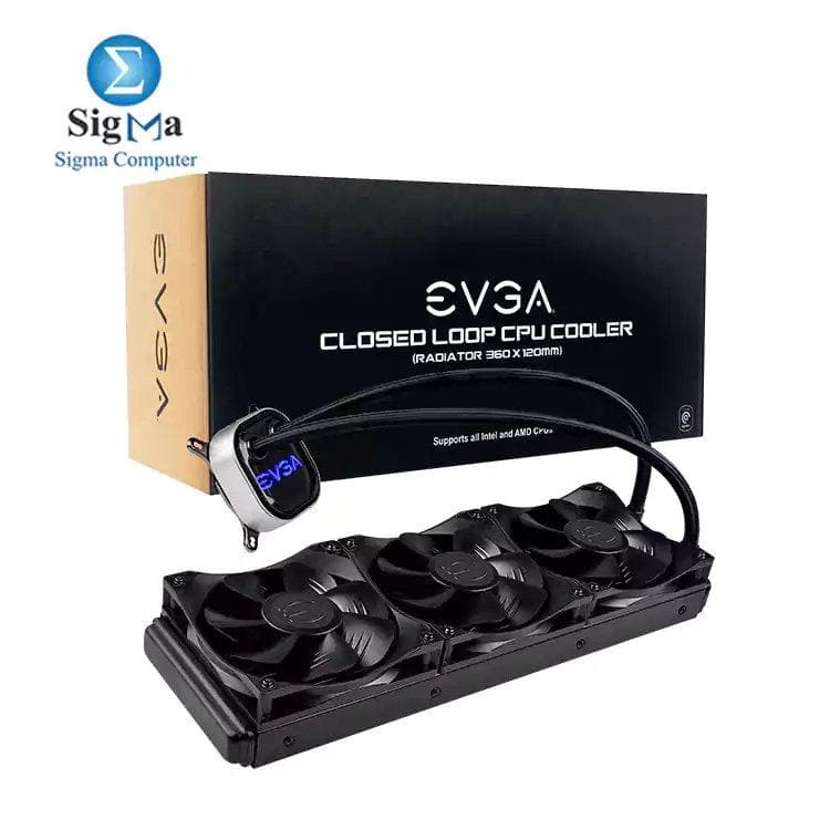 مبرد معالج مائي EVGA CLC 360mm All-In-One RGB LED، مع 3 مروحة FX12 120mm PWM