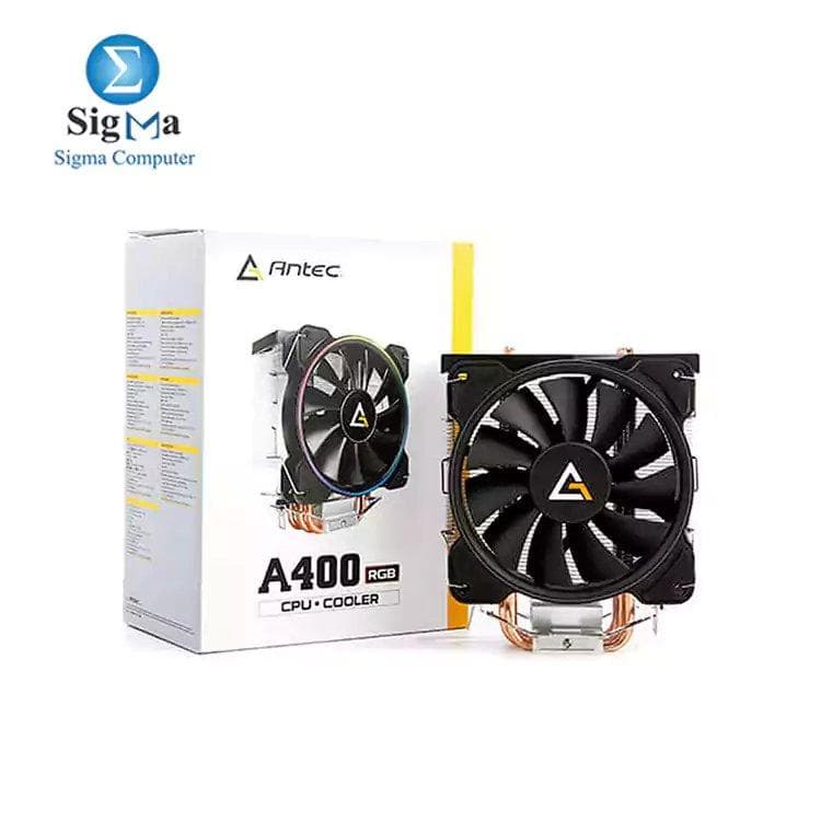 مبرد معالج Antec A400 RGB، موصل 4-Pin، مروحة PWM صامتة