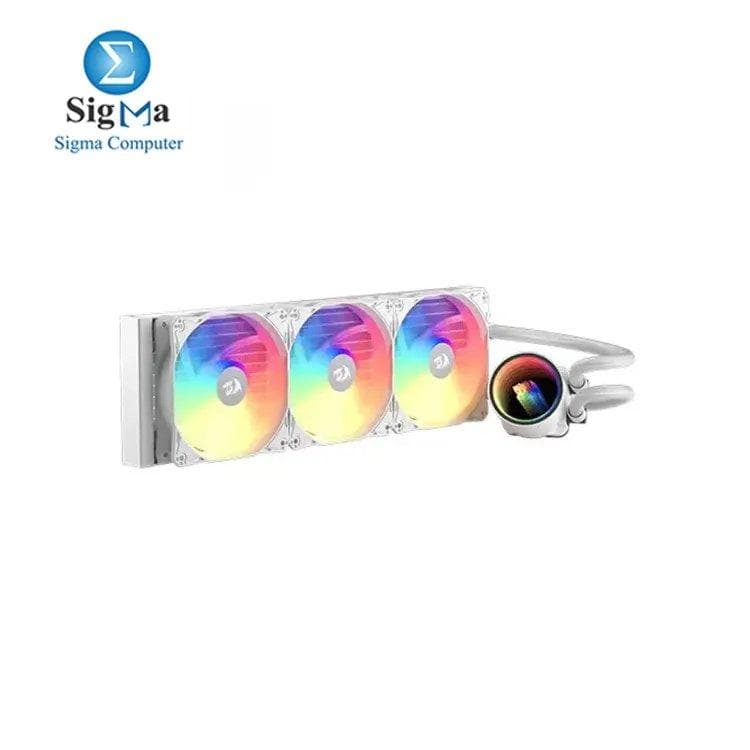 مبرد مائي للمعالج REDRAGON CCW-3013 WHITE ARGB AIO 360 رادياتير 330 مم 3 مراوح 120 مم مع تحكم PWM